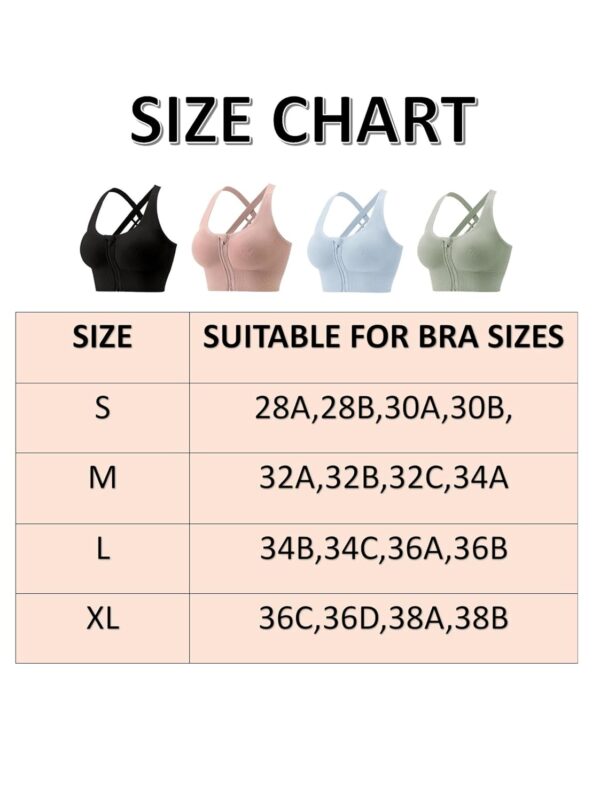 PLUMBURY Polyamide Women's Seamless Padded High Support Front Zip Cross Back Sports Bra - Image 4