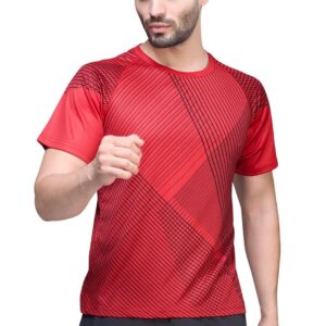 SharpStride Gym T-Shirt for Men Quick Dry Regular Fit Colour Printed Polyester Sports Jersy for Sportswear Workout Training & Casual Wear for Men