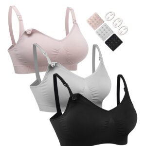 HOFISH Women's Seamless Nursing Maternity Bra Push Up Comfort Sleep Bralette 3PCS/Pack, Medium