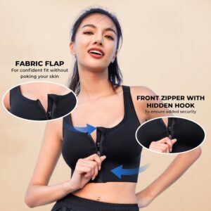 PLUMBURY Polyamide Women's Seamless Padded High Support Front Zip Cross Back Sports Bra