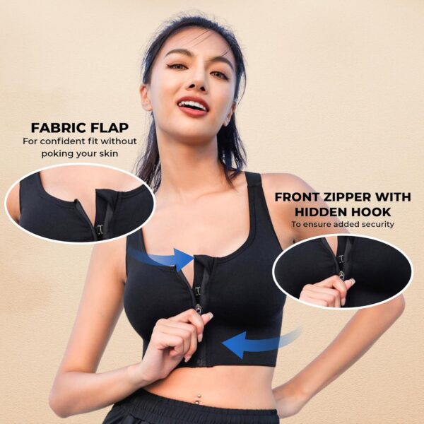 PLUMBURY Polyamide Women's Seamless Padded High Support Front Zip Cross Back Sports Bra