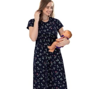 TIGYWIGY Women's Cotton Printed Knee Length Maternity/Feeding/Nursing Nighty_2061