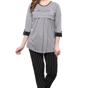 TIGYWIGY Women's Cotton Printed Feeding/Nursing/Maternity Top and Pyjama Set