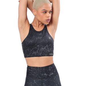 CULTSPORT Medium Impact Sports Bra | Slip on Workout Bra for Women for Gym | Full Coverage, Anti Chafing, Racer Back | Marble Print Everyday Active Wear for Girls