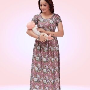 RITIJYA Feeding Kurtis for Women with Zip | Maternity Gown Pregnancy Dress in Poly Viscose for Nursing Mothers | Stylish & Comfortable | S to 4XL | Maternity Wear Feeding Dress Tops