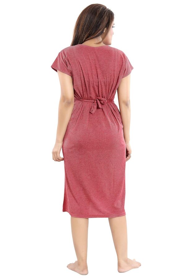Fabme Women's Polyester Blend Dungaree Knee Length Nighty Pre and Post Pregnancy - Image 2