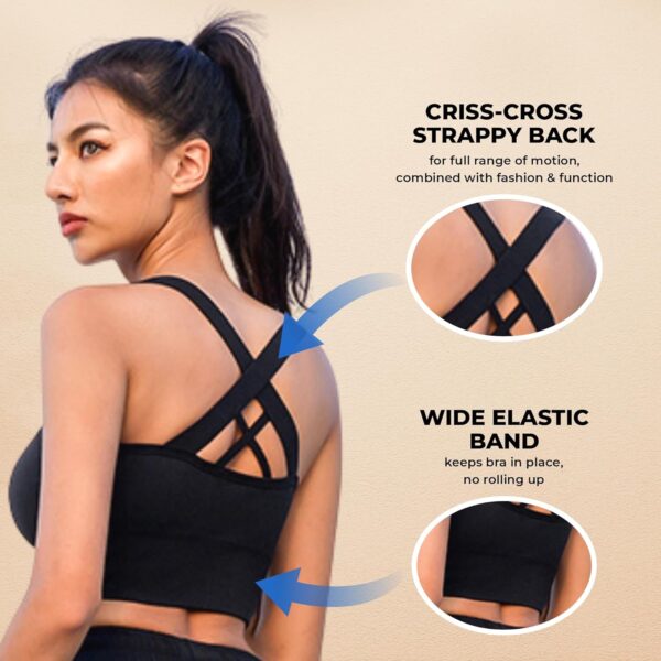 PLUMBURY Polyamide Women's Seamless Padded High Support Front Zip Cross Back Sports Bra - Image 2