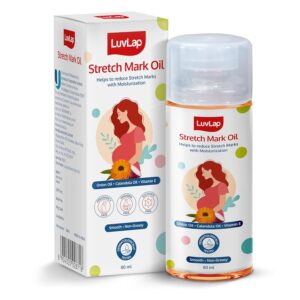 LuvLap Stretch Mark Oil for Pregnant Women, Stretch Mark Removal & Prevention, Enriched with Onion Oil, Calendula Oil & Vitamin E, Dermatologically Tested, Safe during Pregnancy, 80ml