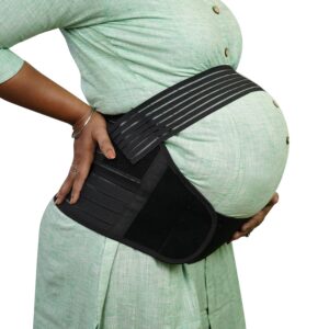 MOELELO Pregnancy Support Belt 3 in 1 Pre Natal-Belly Band, Breathable Adjustable Abdominal Binder Pelvic Waist Support, Helps in Back Pain, Pre and Postpartum, Black, XXL