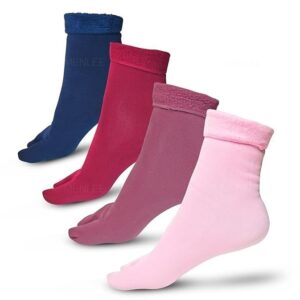 MENLEE Woolen Socks for Women With Velvet Fur Inside | Themral Warm Fur Socks For Women | With Thumb Toe Design (Pack of 4) | Assorted Colours