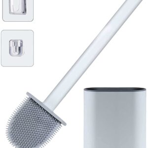Roktry Toilet Brush and Holder Set for Bathroom, Flexible Toilet Cleaning Bowl Brush Head with Silicone Bristles, Compact Size for Storage and Organization (Multicolor)
