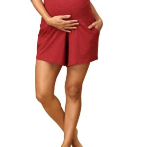 The Mom Store Comfy Maternity Shorts | Comfortable | Soft | Pre and Post Pregnancy | Over Belly Support | Solid