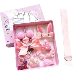 BabyMoon 18Pcs/Set Mix Style Headwear Set Children Accessories Ribbon Bow With Full Covered Clips Hairpins For Girls Princess Crown Hair Accessories With Gift Box 1 (Pack of 1)