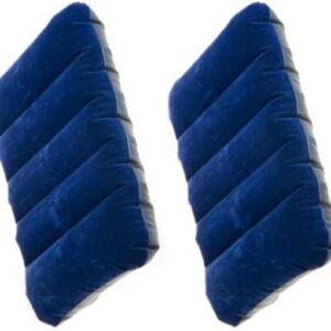 Oblivion Neck Pillow for Travel 2 Pcs - Blue Soft Velvet Air Inflatable Neck Cushion for Car, Camping - Adjustable Foam Support, Portable Lightweight Comfort Rest for Car, Tourist & Sleeping Support