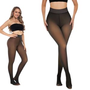Kaththai Fleece High Rise Leggings for Women Ultimate Warm Thermal Wear, Soft Touch Woolen Skinny Thicken Fake Translucent Tights Fleece Leggings(Free Size)(Waist:26 to 34Inch) (Fake Translucent)
