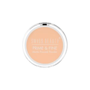 Swiss Beauty Prime & Fine Matte Pressed Powder, Face Makeup, Nude Beige, 8g