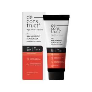 Deconstruct Brightening Sunscreen for Dry Skin with SPF 50+ | 8 hours Long Lasting Dewy Sunscreen | Water Resistant, No White Cast, Quick Absorbing | For Women and Men | 50gm