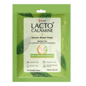 Lacto Calamine Green Tea Face Sheet Mask |Instant Hydration |Glycolic Acid & D-Panthenol|30 g