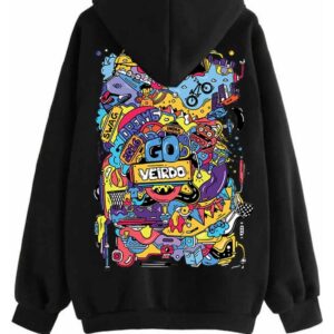 Veirdo® Cotton Fleece Oversize Loose Fit Hooded Sweatshirt Full Sleeves Cool & Stylish Graphic Printed Jumper Sweatshirt Winter Wear for Women
