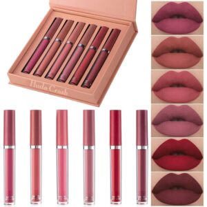 HUDACRUSH Huda Crush Beauty Ultra Smooth Velvet Finish Book Style Liquid Matte Lipstick Gift Set For Girl's & Women - Waterproof | Long-Lasting | Non - Transfer (Pack Of 6 Pieces, 3ml Each)