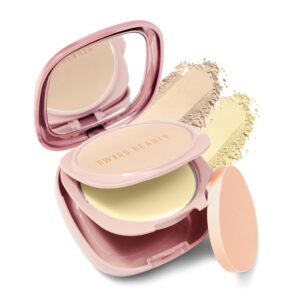 Swiss Beauty Matte & Set Duo Lightweight Compact | Compact Powder + Translucent Powder | Shade- Sand, 20gm