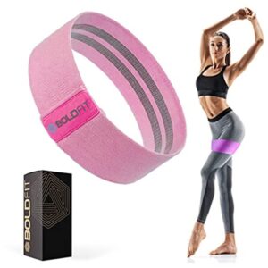 Boldfit Fabric Resistance Band - Loop Hip Band for Women & Men for Hip, Legs, Stretching, Toning Workout. Mini Loop Booty Bands for Glutes, Squats Exercise Usable in-Home & Gym. (Pink - Medium)