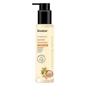 inatur Sandal Face Wash | Reduces Tan & Brightens Skin | Nourishing & Revitalizing | Ideal for Dull & Uneven Skin Tone | Gentle & Hydrating | For All Skin Types | For Men & Women | Kids Safe Formula | 100ml