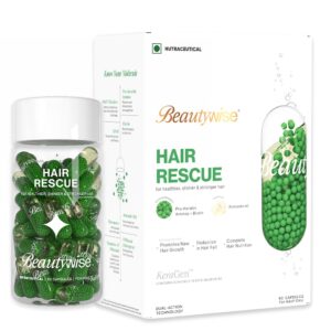 Beautywise Hair Rescue |Biotin & Keratin | Hair Aminos, Vitamins, DHT Blocker for Hairfall Control & Growth |Shine, Anti Hair Fall & Breakage supplement (60 capsules)