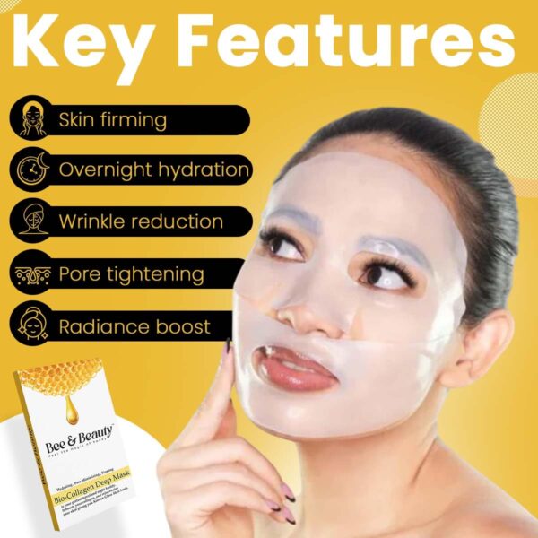 Bee & Beauty Bio Collagen Overnight Mask Pack of 1 | Korean Face Mask For Glass Skin | Sheet Mask For Deep Hydration, Pore minizmizing With Goodness Of Honey - Image 4