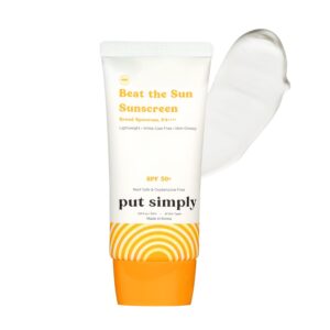 Put Simply Korean BroadSpectrum Sunscreen SPF 50 PA++++ | For Dry, Oily & Sensitive Skin | Niacinamide & Ceramides | No White-Cast, Lightweight, Non-greasy & Photostable | For Men & Women | 50 ml