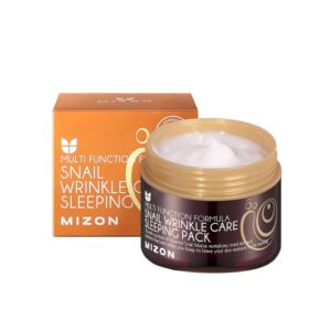 MIZON Snail Wrinkle Care Sleeping Pack, Overnight Mask, For Damaged Skin, Deep Nourishing, Special Night Care, Snail Mucin, Soothing Effect (80ml)
