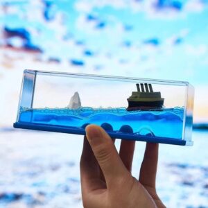 JIAVAXA Resin Car Interior Accessories Dashboard Decoration,Moving Titanic Liquid Wave Cruise Ship,Nautical Car Dashboard|Living Room|Office|Satisfying|Mind Calming|Smooth Movement|Pack Of 1