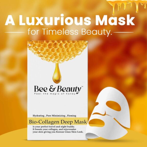 Bee & Beauty Bio Collagen Overnight Mask Pack of 1 | Korean Face Mask For Glass Skin | Sheet Mask For Deep Hydration, Pore minizmizing With Goodness Of Honey - Image 2