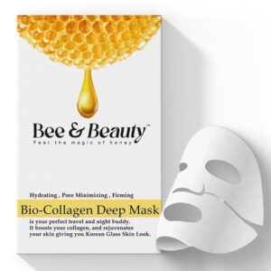 Bee & Beauty Bio Collagen Overnight Mask Pack of 1 | Korean Face Mask For Glass Skin | Sheet Mask For Deep Hydration, Pore minizmizing With Goodness Of Honey