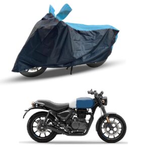 RiderShine Two Wheeler Bike Cover Accessories - Dustproof - UV Protection - Premium Bike Cover - for Hunter 350 Motor Bikes (Black Aqua)
