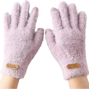 CREATURE Women's Winter Touchscreen Gloves Warm Fleece Furry Gloves Elastic Cuff Winter Gloves