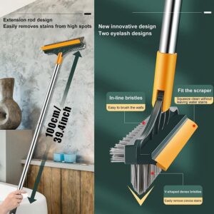 Figment 3-in-1 Bathroom Cleaning Brush with Wiper - Bathroom Cleaning Brush Long Handle 180° Rotate Toilet Brush Bathroom Tiles Cleaning, Wiper Floor Scrub for Kitchen Bathroom Cleaning Accessories