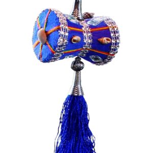 U & U UNIQUE UTILITIES Car Mirror Hanging Interior Decor Accessories,Velvet Cloth handmade Car Decoration Damru,7x6x6cm; Blue