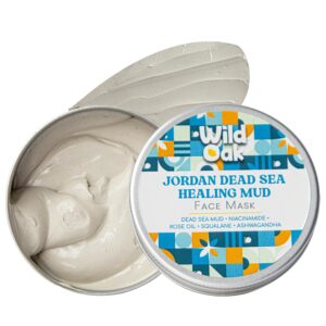 WildOak Jordan Dead Sea Mud Face Mask | 2% Niacinamide | Detox & Purifying Clay Mask | Absorbs Oil & Toxins | Fights Blemishes & Aging | De-Tan & Brightens | Evens Tone & Hydrates Skin | 100g