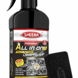 SHEEBA All in One Multipurpose Liquid Polish for Car, Motorbike, Scooter, Household, Office Care | High Gloss | Easy Application | For Interior & Exterior Surfaces -200mL with Applicator Pad.