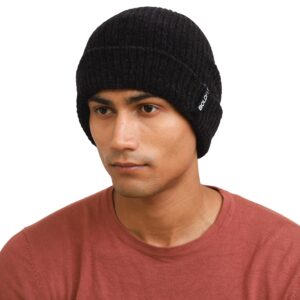 Boldfit Woolen Winter Cap for Men Woolen Cap for Women & Men in Winter for Thermal Wear Stylish Soft Winter Caps for Boys & Girls for Warm Wear Head Winter Cap Men Woolen Garam Topaa Cap Bennies Black