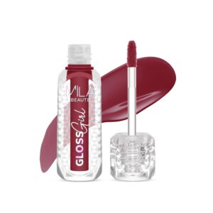 Mila Beauté Gloss Girl Lip Gloss | Enriched With Mango Seed Butter & Hyaluronic Acid | Light Weight & Non-Sticky Formula | Gives Fuller-Lip Effect & Extra Hydration | High Shine Finish- So Me, 2.8 ml