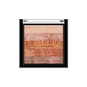 Swiss Beauty Brick Highlighter | Highly-Pigmented Powder Highlighter + Bronzer With Easy-To-Blend Formula | Shade- 1, 7G |