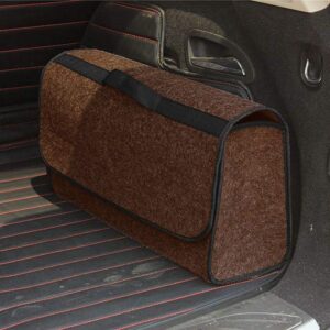 House of Quirk Car Trunk Organizers Large Anti Slip Car Trunk Compartment Boot Storage Organizer Utility Tool Bag (Brown) (Felt) Automobiles