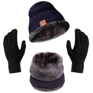 Boldfit Winter Cap Set, Casual Style Woolen Cap, Beanie Cap, Winter Gloves, Mufflers And Neck Warmer Winter Clothes For Women And Men, Black