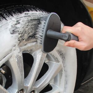 AllExtreme EXCTCB1 T-Type Car Tyre Cleaning Brush Scrubber with Antislip Handle Multi-Functional SUV Tire Wheel Rim Hub Washing Cleaner
