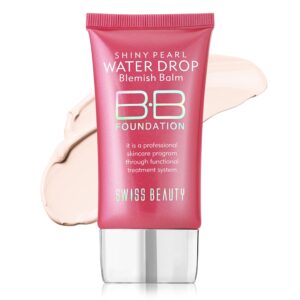 Swiss Beauty Matte Shiny Pearl Water Drop Blemish Long Lasting Balm BB Lightweight, Liquid Foundation, Face Makeup, Shade-01, 40ml
