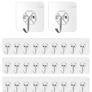 Misamo Enterprise PVC Wall Hooks for Bathroom Accessories Without Drill, Pack of 30, Transparent