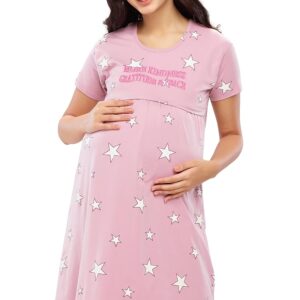 ZEYO Women's Cotton Night Dress Floral Printed Maternity & Feeding Short Nighty Night Gown 5631