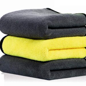 HSR Car Accessices Cleaning 800 GSM Microfiber Towel for Car Cleaning and Detailing - Dual Sided, Extra Thick Plush Microfiber Cloth - 40cm x 40cm (Pack of 3)